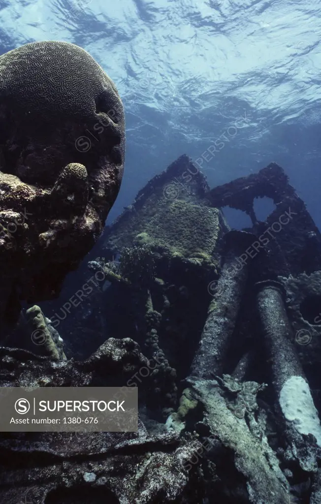 Shipwreck in the sea