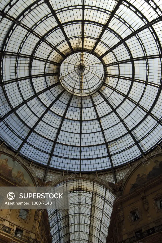 Low angle view of the ceiling of a shopping mall, Galleria Vittorio Emanuele II, Milan, Lombardy, Italy