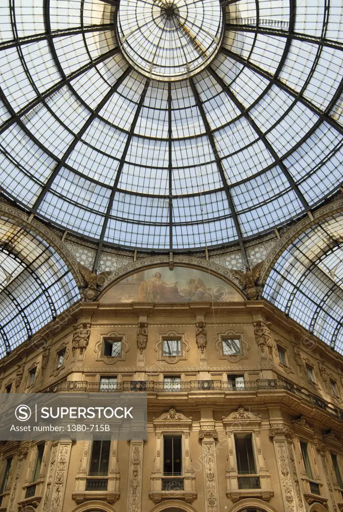 Low angle view of the ceiling of a shopping mall, Galleria Vittorio Emanuele II, Milan, Lombardy, Italy