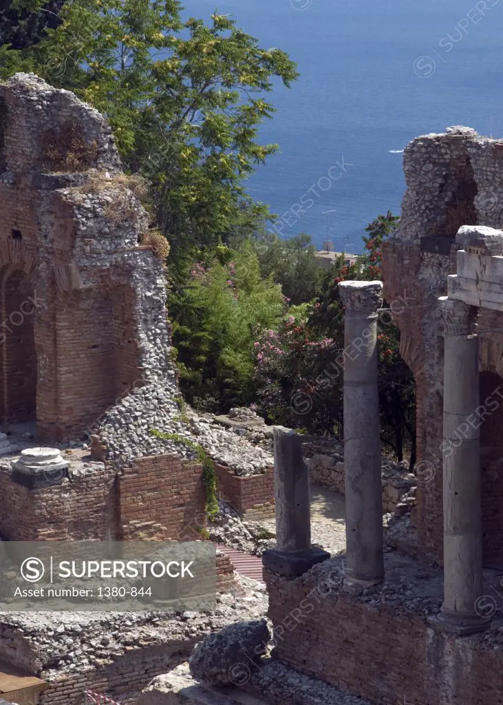 Ruins of a Greek theatre, Taormina, Sicily, Italy