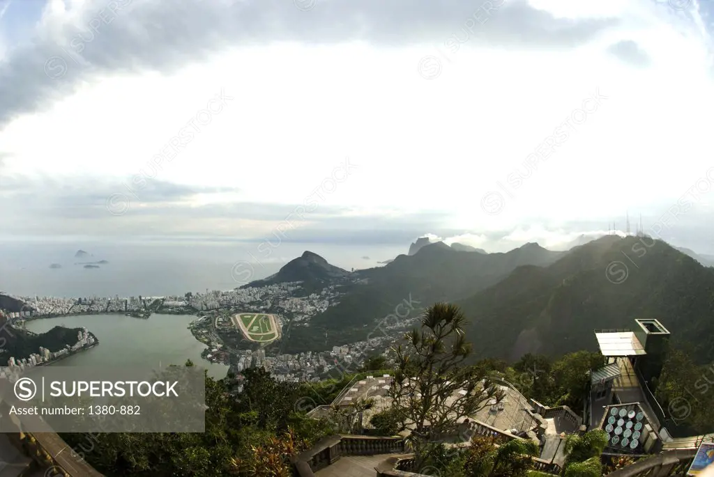 Aerial view of a cityscape with mountains, Rio de Janeiro, Brazil
