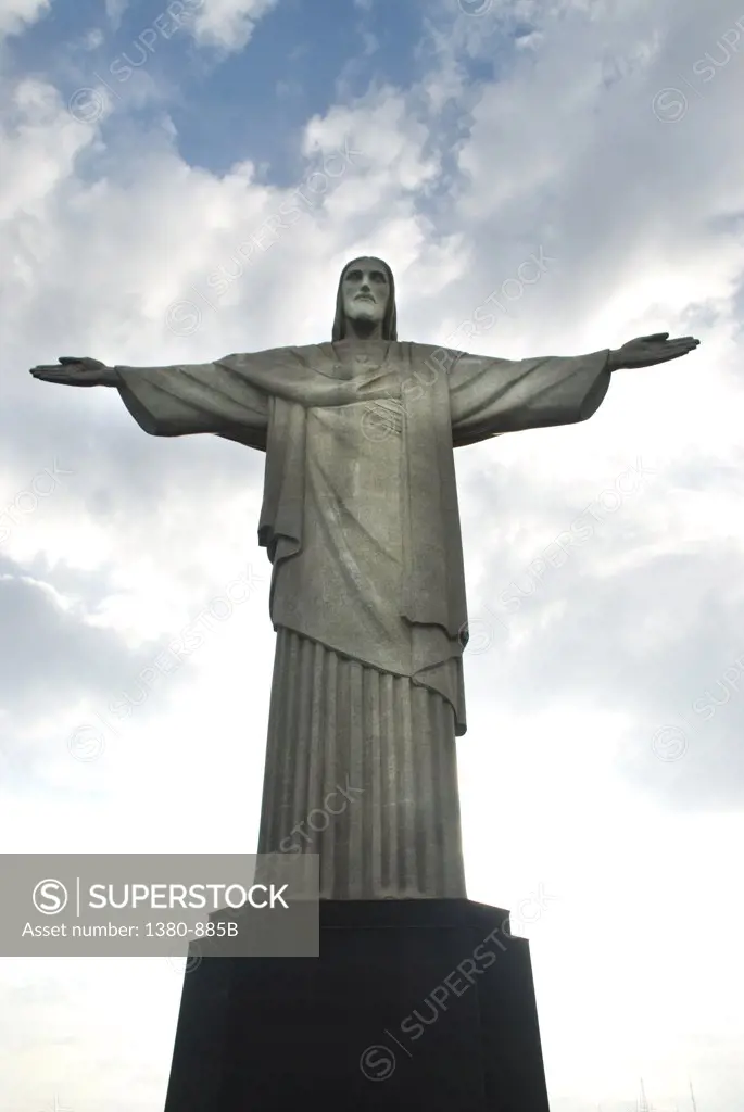 Low angle view of a statue of Jesus Christ, Christ the Redeemer, Mt Corcovado, Rio de Janeiro, Brazil