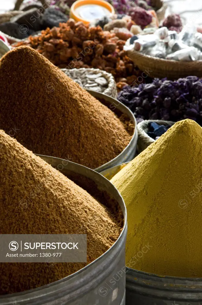 Spices display in a market, Marrakesh, Morocco