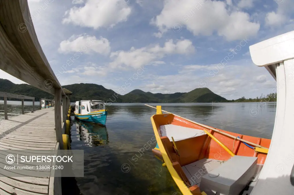 Boats in a lake, Florianopolis, Santa Catarina, Brazil