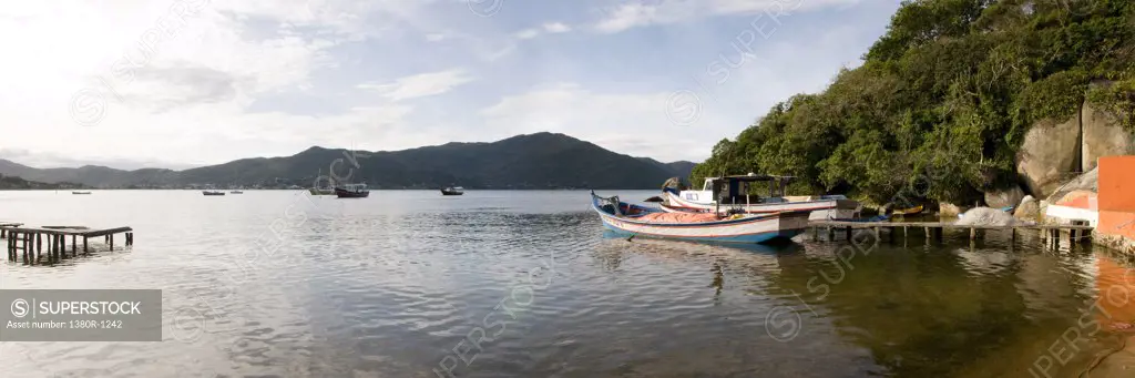 Boats in a lake, Florianopolis, Santa Catarina, Brazil