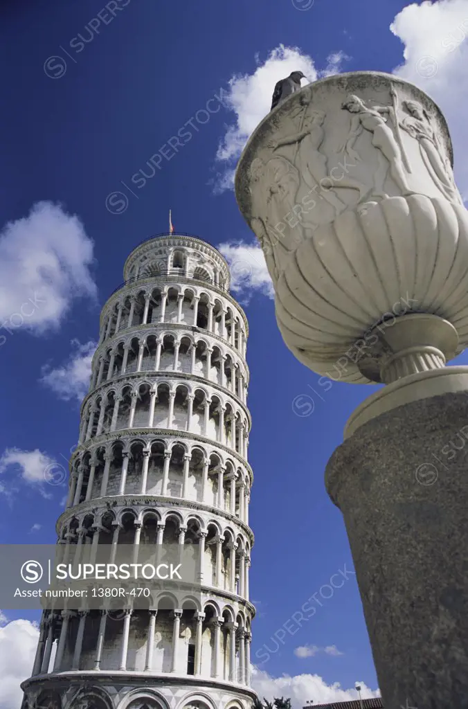 Low angle view of the Leaning Tower of Pisa, Pisa, Italy