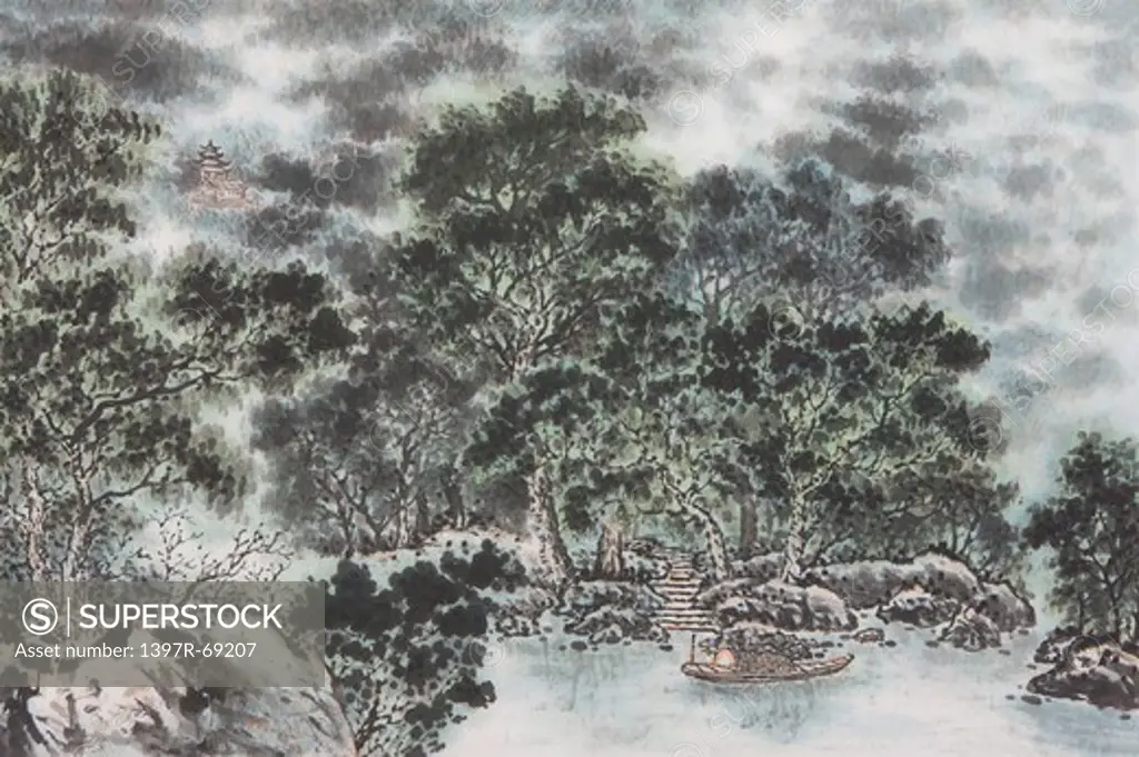 Chinese Fine art, Traditional Chinese Painting, Woods