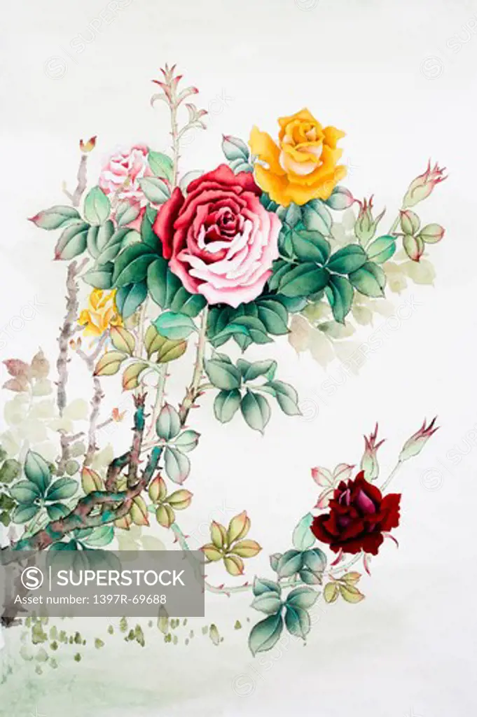 Chinese Fine art, Traditional Chinese Painting, Rose