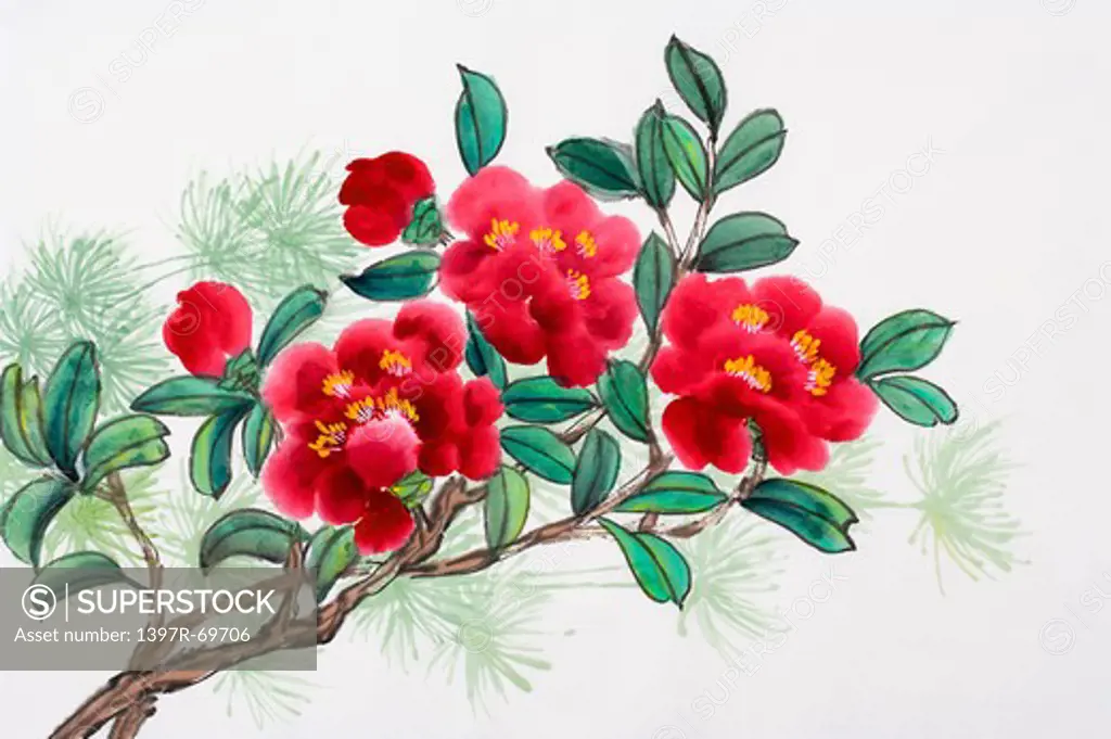 Chinese Fine art, Traditional Chinese Painting, Camellia