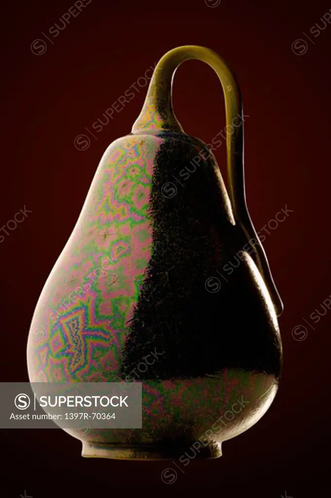 Close-up of a decorative pottery vase in unique form