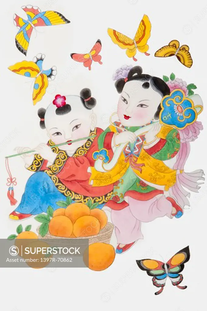 Traditional Chinese Painting, Lucky Patterns, happiness and auspiciousness