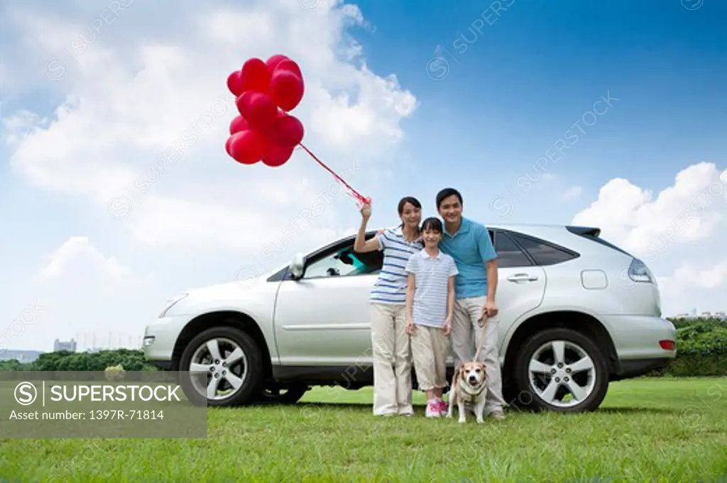 Family outing by car on holiday