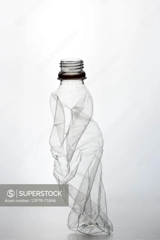 A distorted and twisted plastic bottle