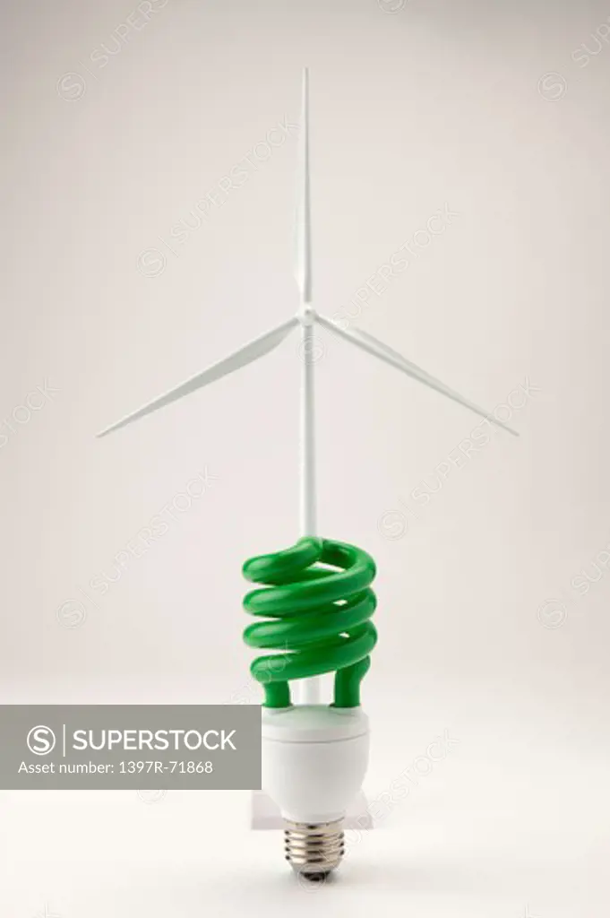 Energy efficient fluorescent light bulb and pinwheel