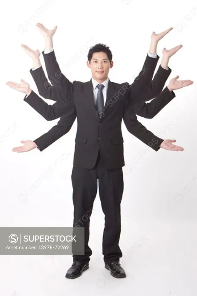 Businessman standing and being busy