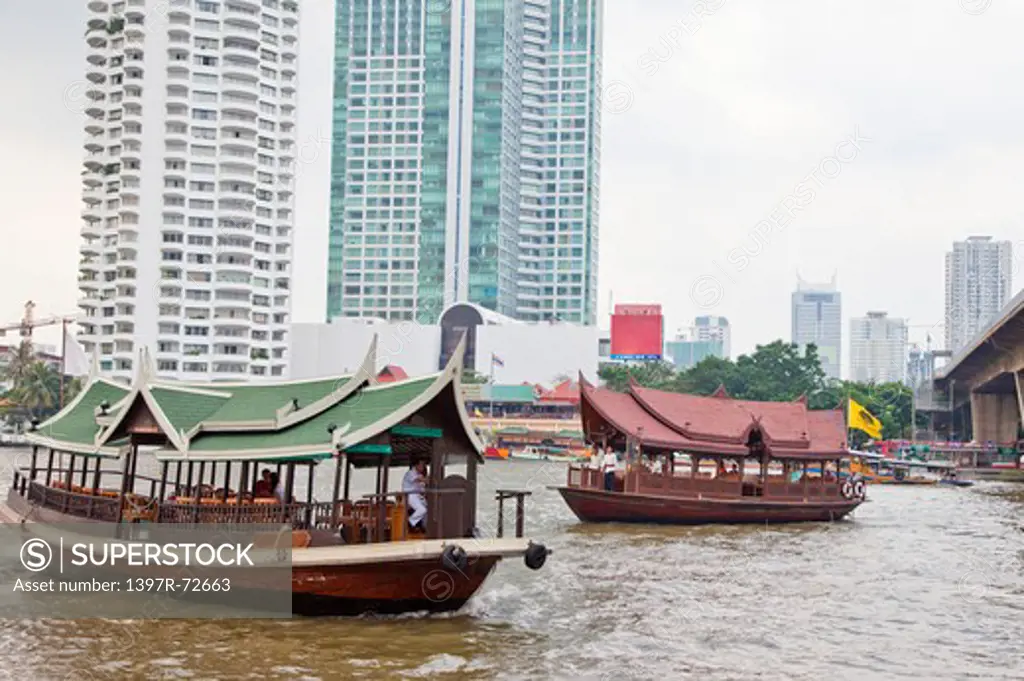 Thailand, Bangkok, Chao Praya river, Tourboat