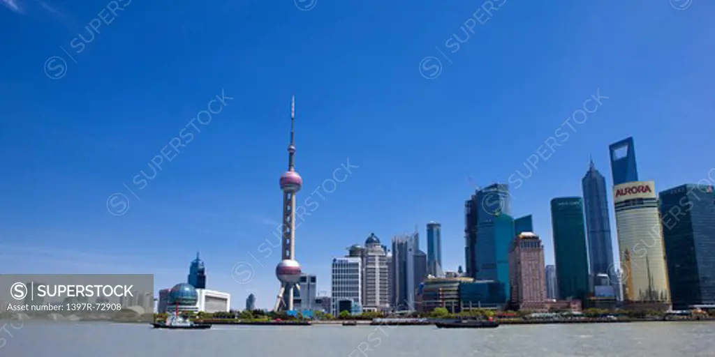 China, Shanghai, Pudong, Oriental Pearl Tower, International Convention Center, Jin Mao Tower, Shanghai World Financial Center