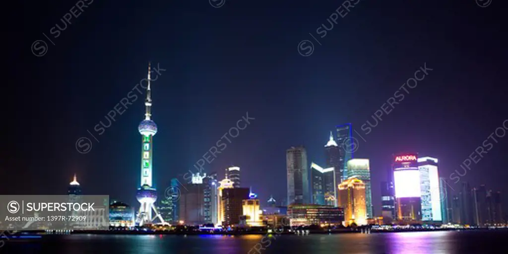 China, Shanghai, Pudong, Oriental Pearl Tower, International Convention Center, Jin Mao Tower, Shanghai World Financial Center
