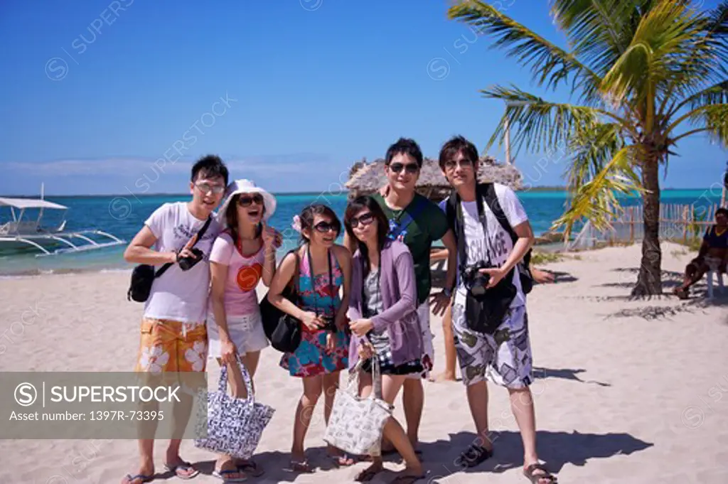 Caogahan Island, Cebu, Philippines, Asia, People standing on the beach together