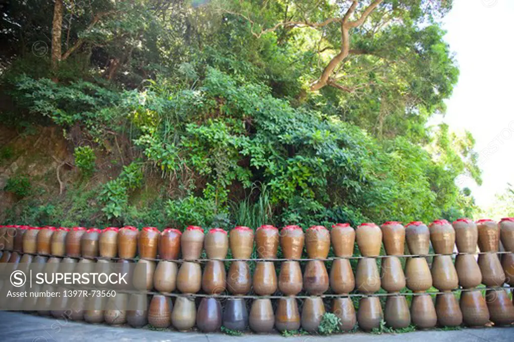 Wine jars in a row in Matsu