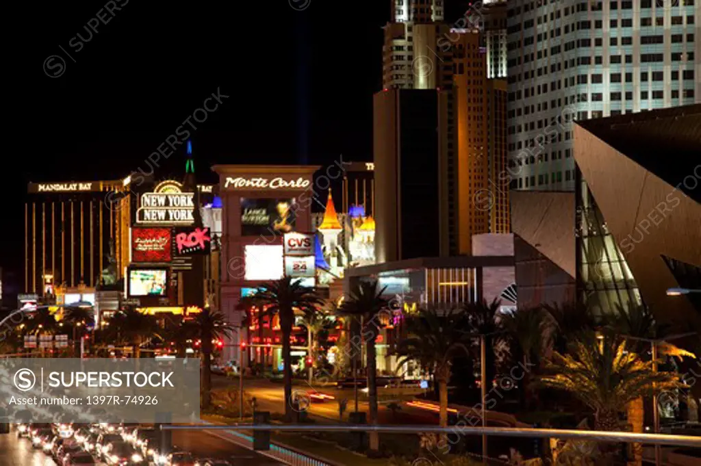 Street lights at night, Las Vegas