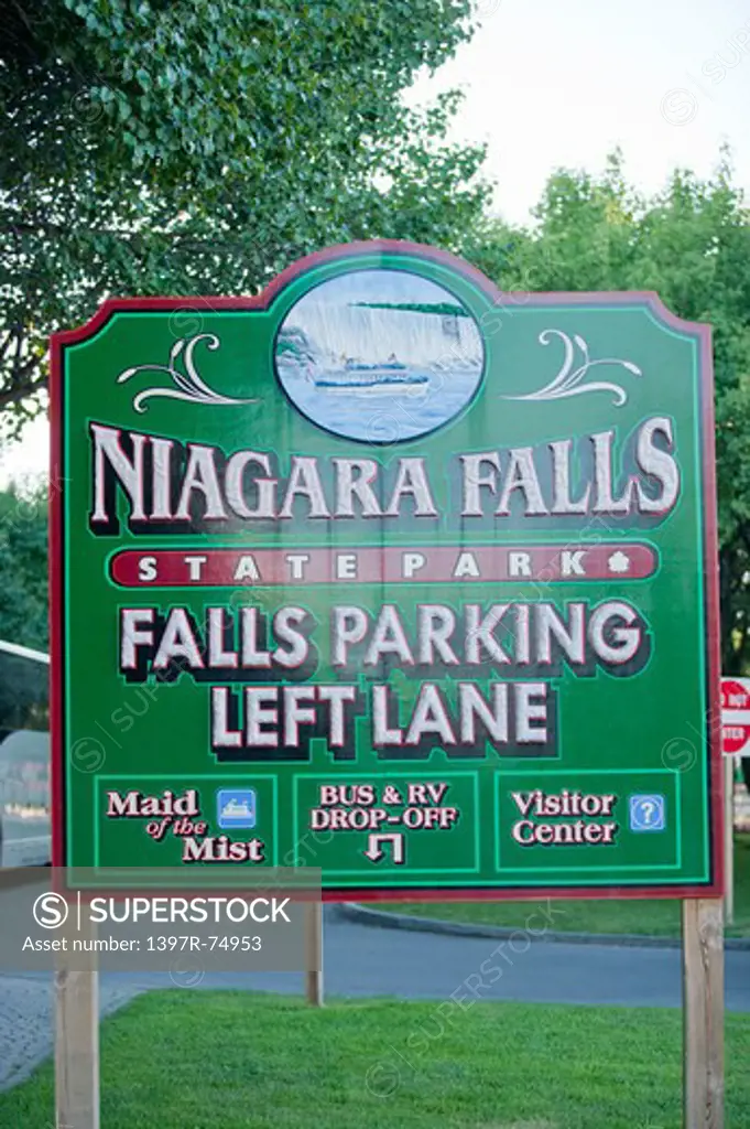 Sign in Niagara Falls, New York State, USA, North America