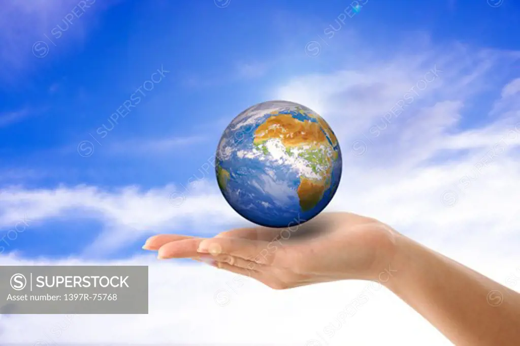 Environmental Conservation, Digitally generated image of human hand holding the earth