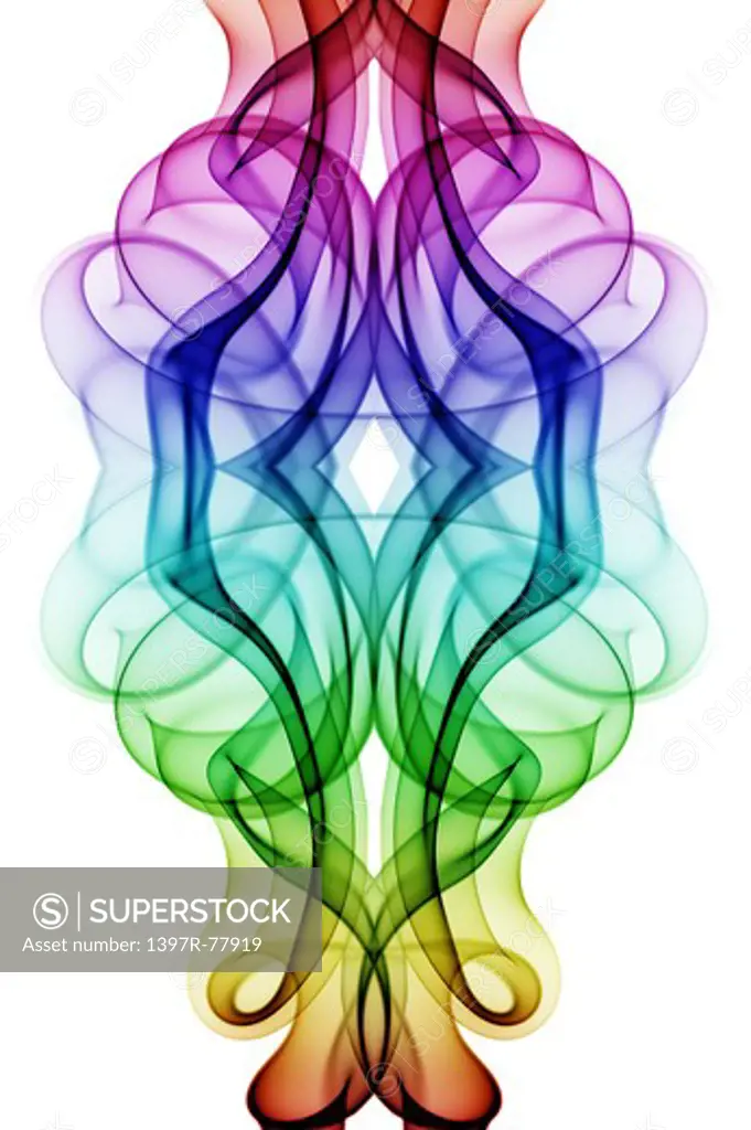Smoke trail graphic design art with a rainbow effect coloration