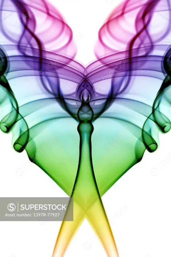 Smoke trail graphic design art with a rainbow effect coloration