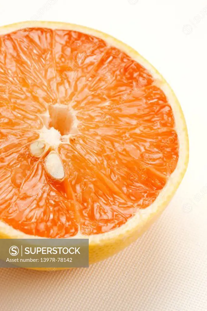 Close-up of cross section of grapefruit