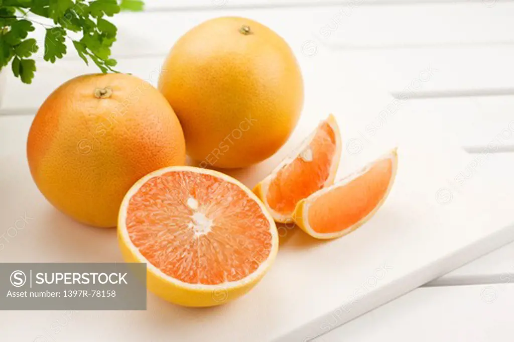 Close-up of fruit flesh of grapefruit