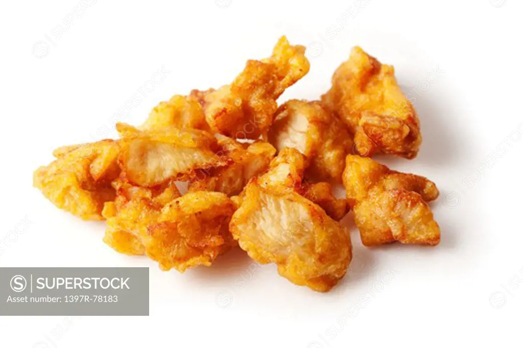 Close-up of a stack of fried chicken