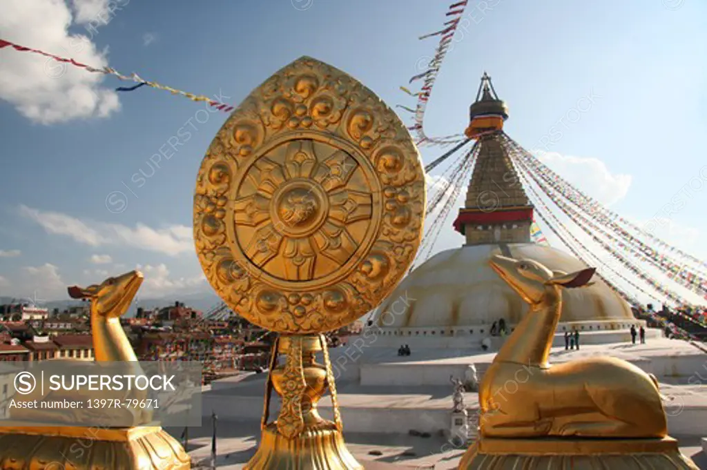 The Boudhanath's wheel of Dharma, Nepal, Asia