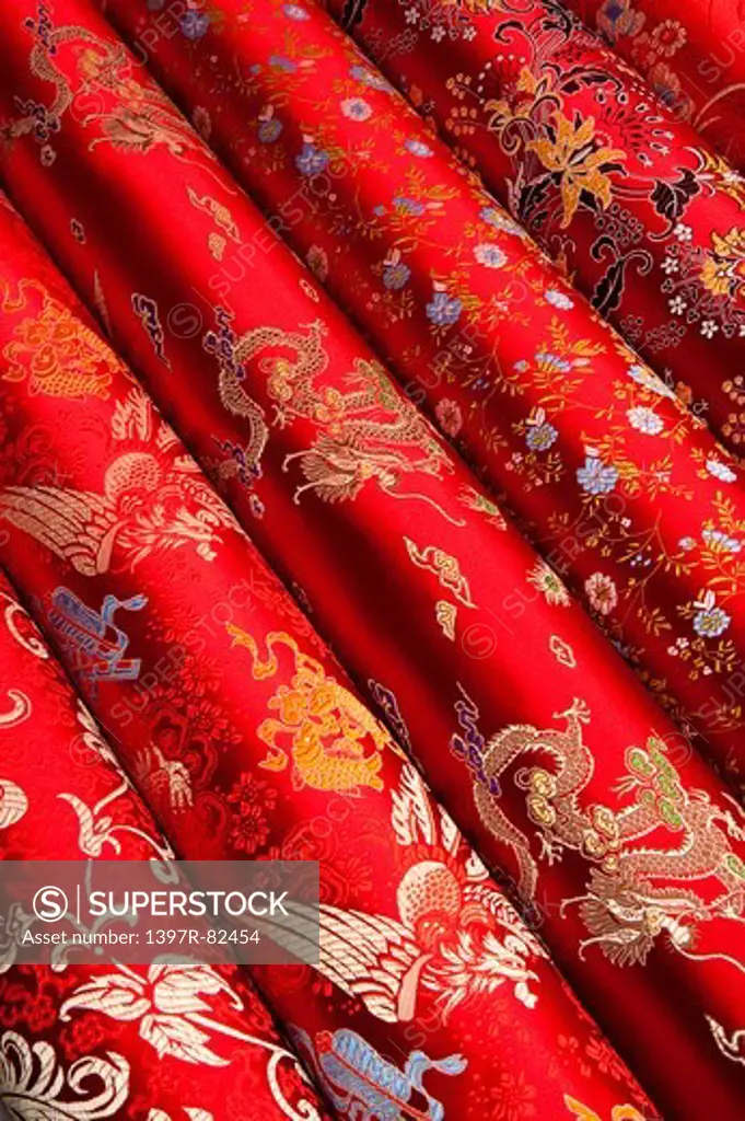 Rippled textile with background of Chinese style