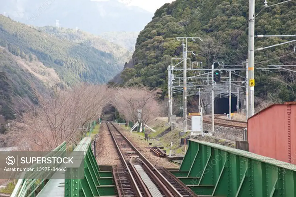 Railroad Track, Kyoto Prefecture, Japan, Asia,