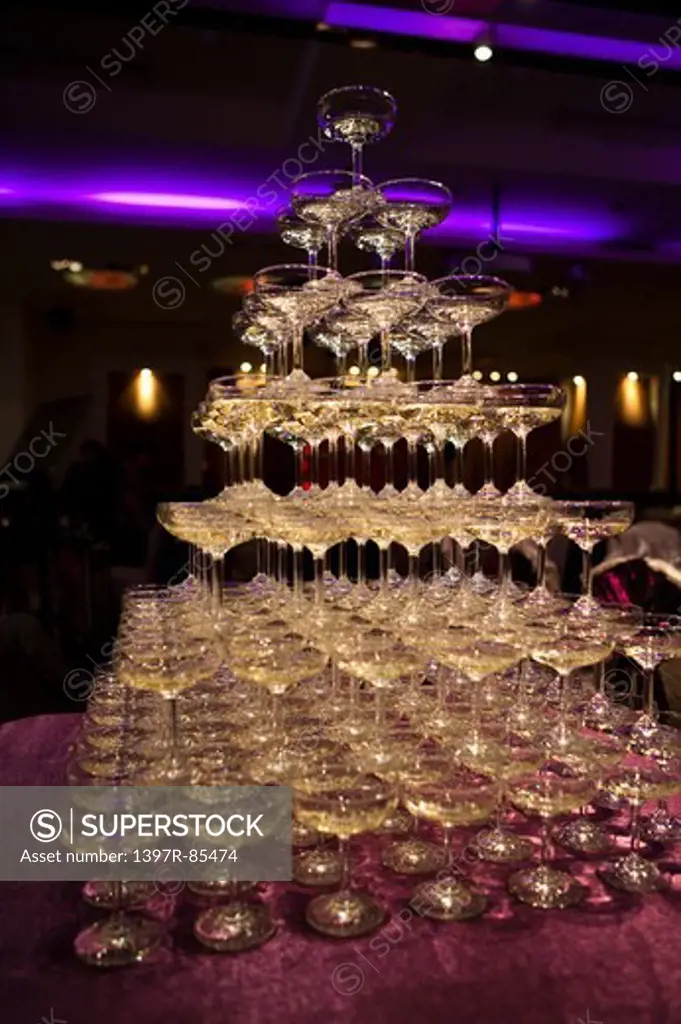 Champagne Glasses in Pyramid