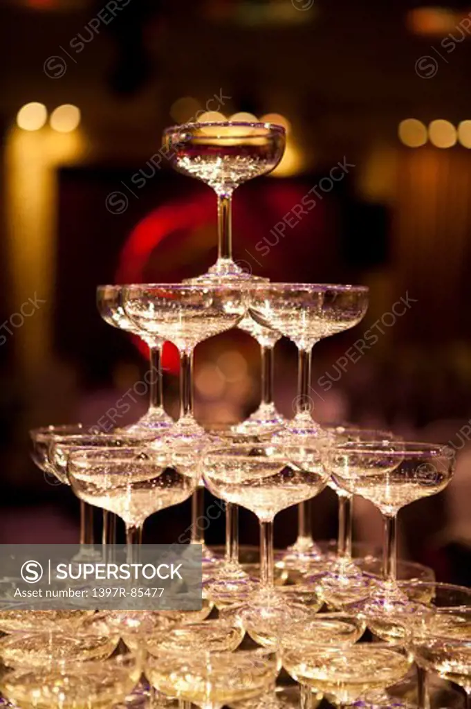 Champagne Glasses in Pyramid