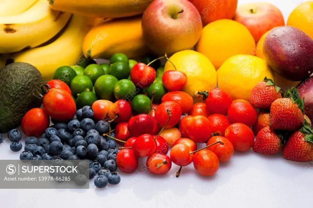 Banana, Apple, Orange, Papaya, Strawberry, Blueberry, Cherry, Kumquat, Tomato, Avocado, Passion Fruit, Fruit,