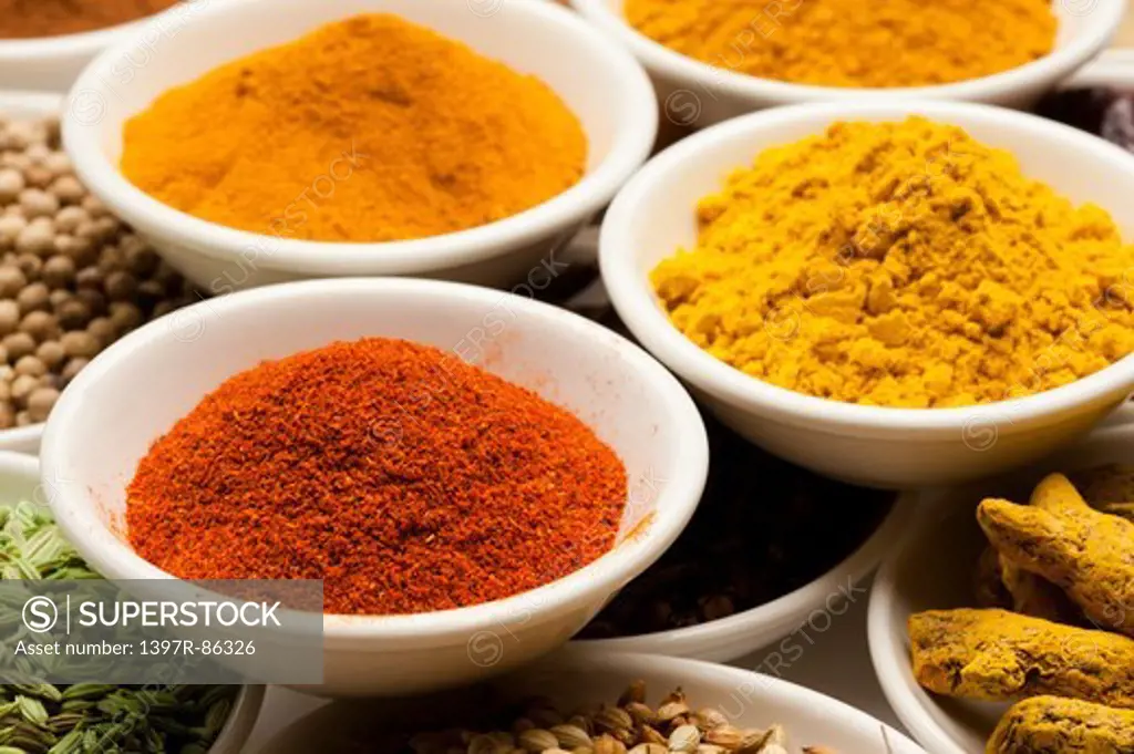 Spice, Turmeric powder, Chili Pepper, Curry Powder, Curcuma, Fennel,
