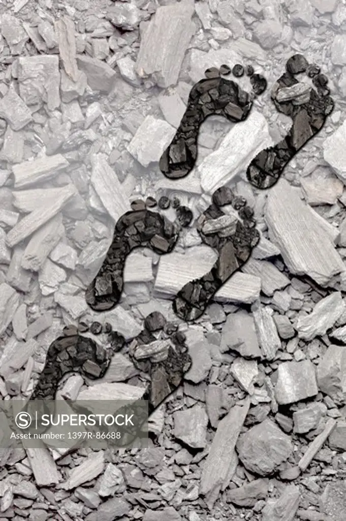 Footprints on coal dust