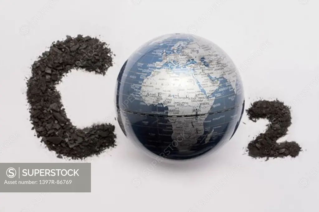Globe in image of CO2 formula