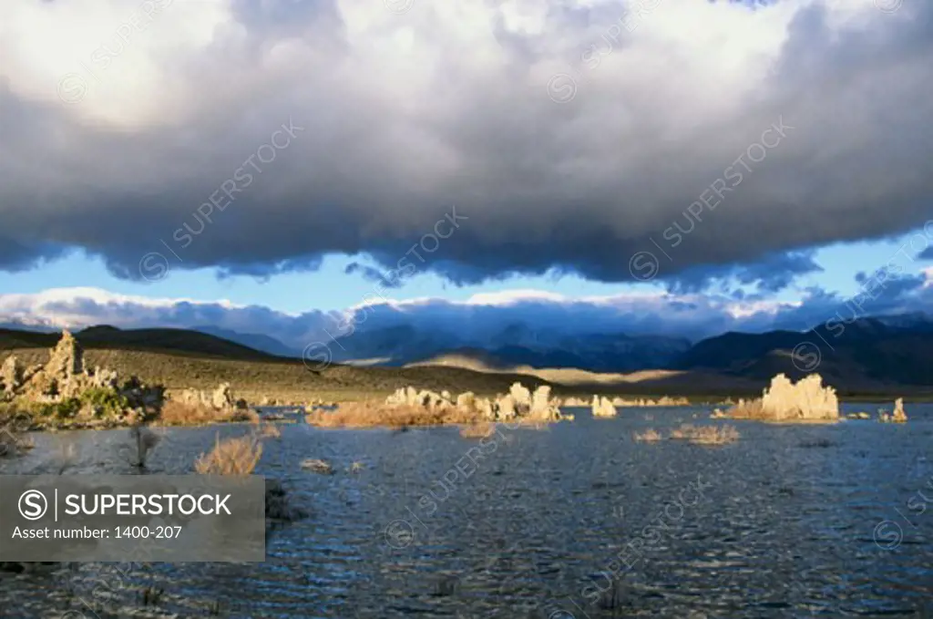 Tufa formations in a lake, Mono Lake, Mono Lake Tufa State Reserve, California, USA
