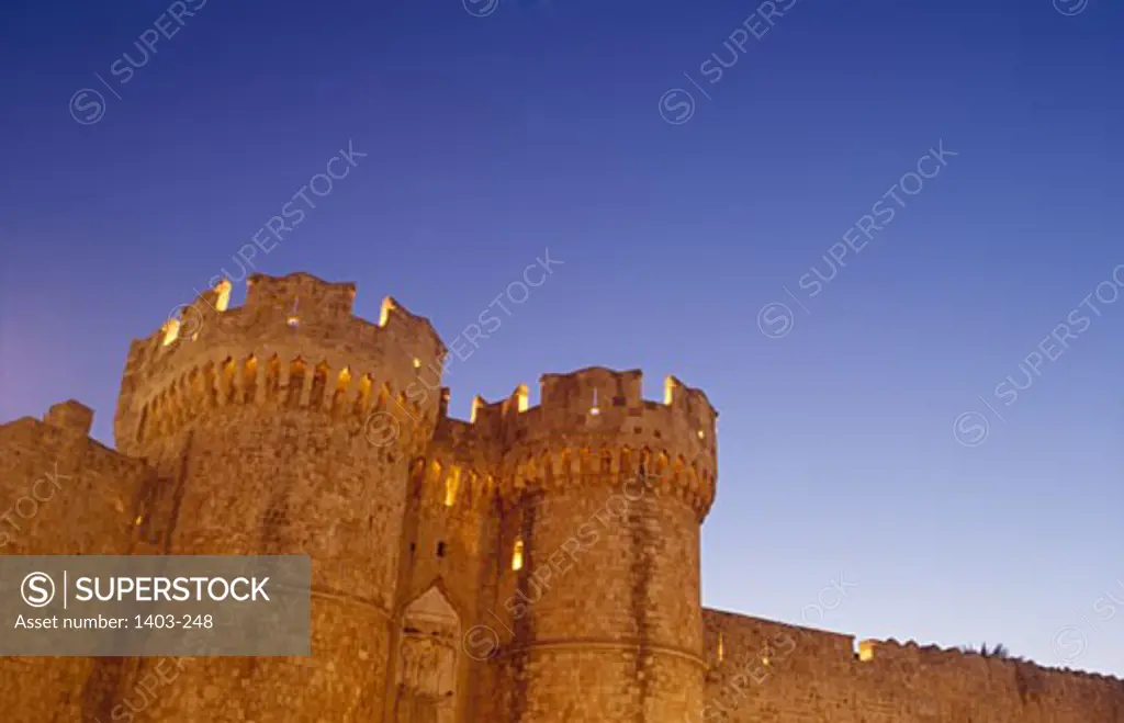 Low angle view of a castle, Rhodes Town, Rhodes, Dodecanese Islands, Greece