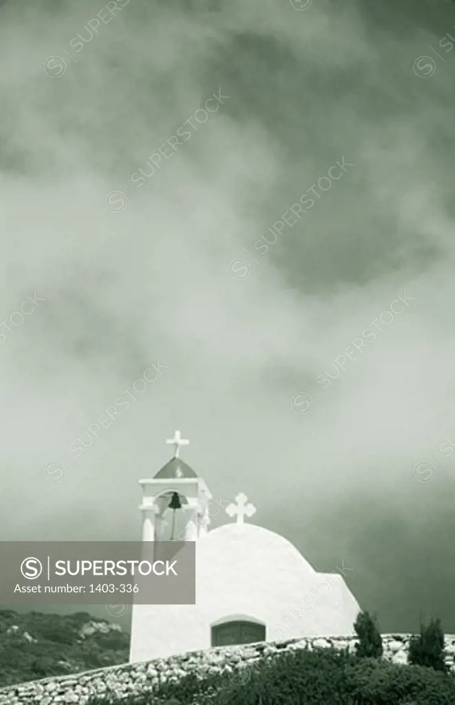 High section view of a church, Olympos, Karpathos, Dodecanese Islands, Greece