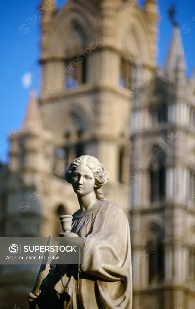 Statue in front of a church, Palermo, Sicily, Italy