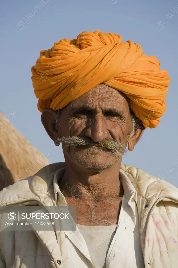 Portrait of a man, Thar Desert, Khuri, Sikar, Rajasthan, India