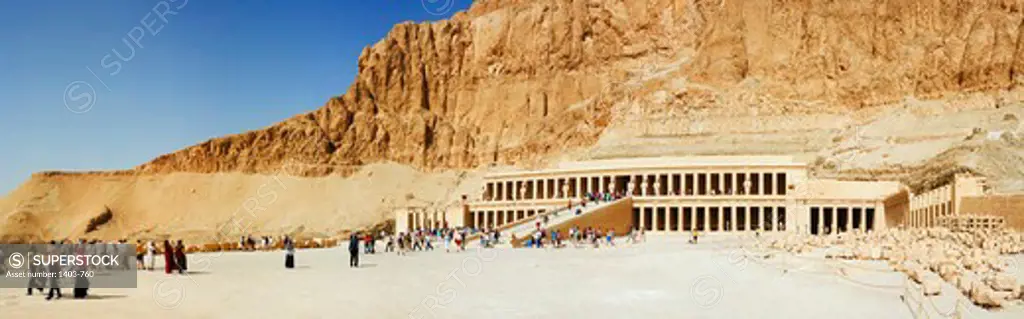 Egypt, Luxor, Panorama view of Mortuary Temple of Hatshepsut at Deir el Bahri