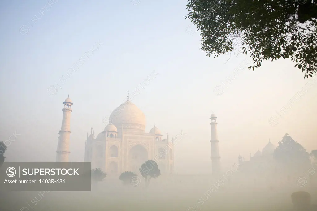 Fog over a mausoleum, Taj Mahal, Agra, Uttar Pradesh, India