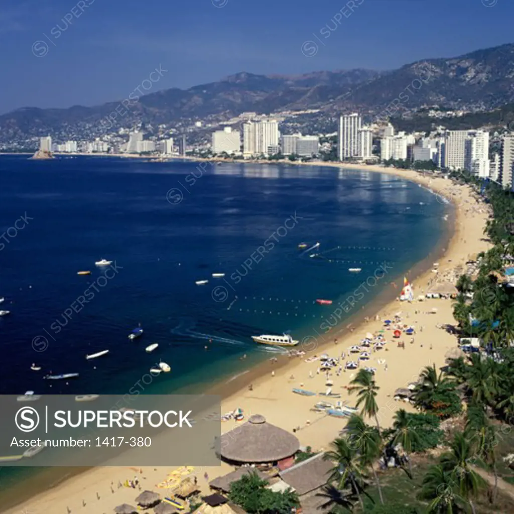 Aerial view of a beach, Acapulco, Mexico
