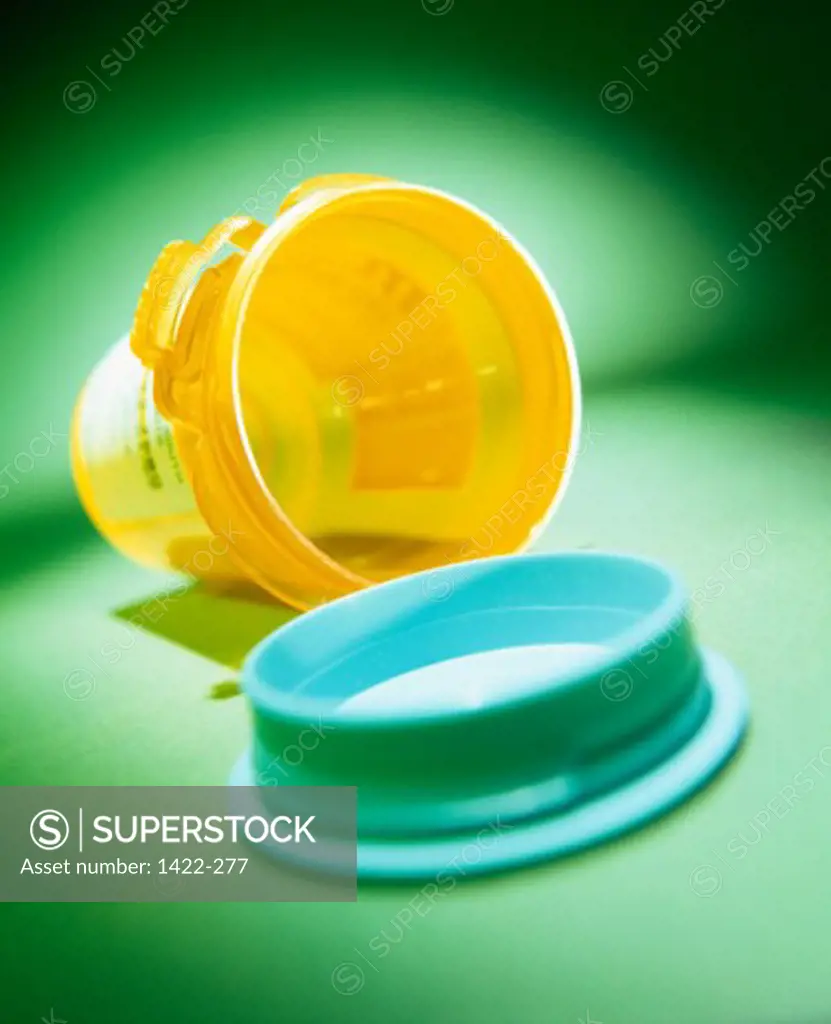 Close-up of an empty pill bottle